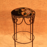 Metal Base Stool Example of metal base stool upholstered w/ Kilim