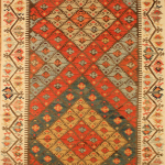 KN580 Kilim, NAtural dyes, hand spun wool, Konya - Turkey. 5'3'' x 7'8''